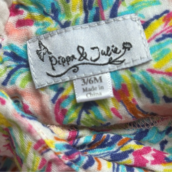 NWOT Pippa and Julie Romper Bubble Pink Yellow tropical Size 3-6 months - Picture 3 of 3